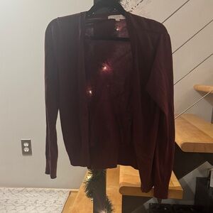 LOFT Women's Deep Deep Red Cardigan